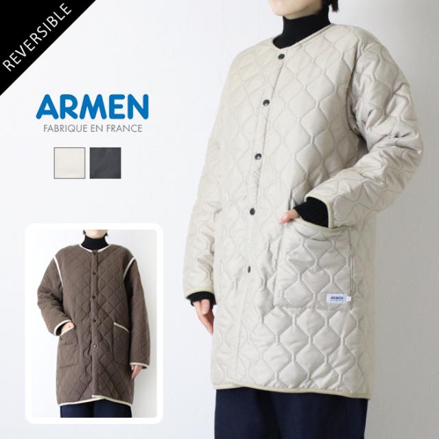 アーメン ARMEN ポリエステル×フリース リバーシブルオーバーサイズノーカラーコート NAM2555 アウター ロング レディース