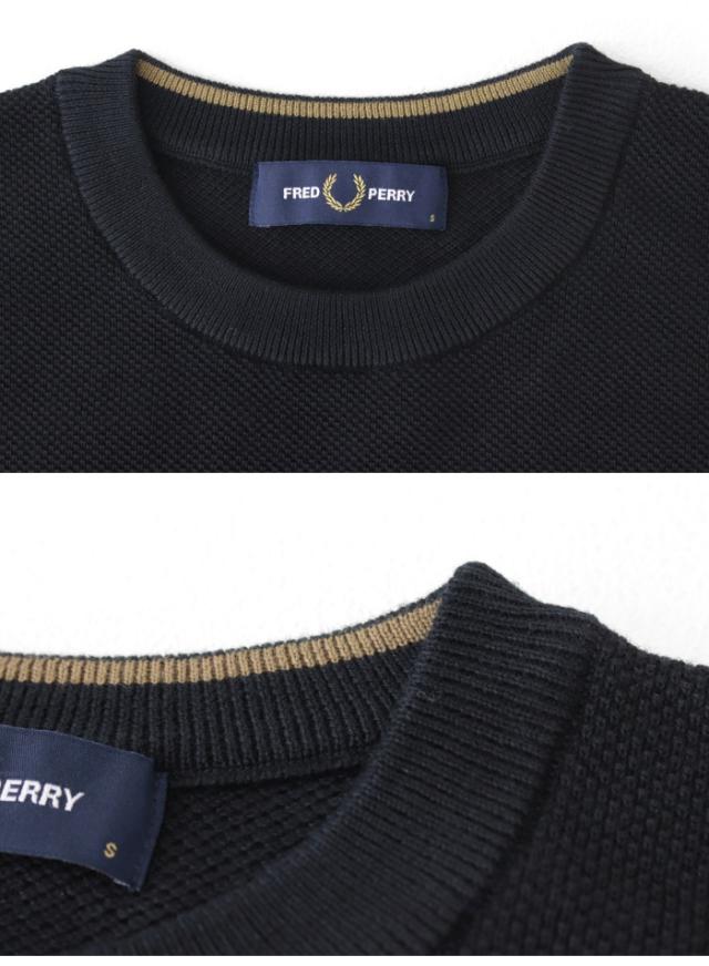 SALE セール/ フレッドペリー FRED PERRY ピケクルーネックニット K1309 メンズ コーマコットン 鹿の子 /返品・交換不可