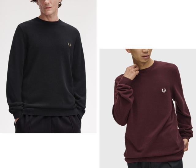 SALE セール/ フレッドペリー FRED PERRY ピケクルーネックニット K1309 メンズ コーマコットン 鹿の子 /返品・交換不可
