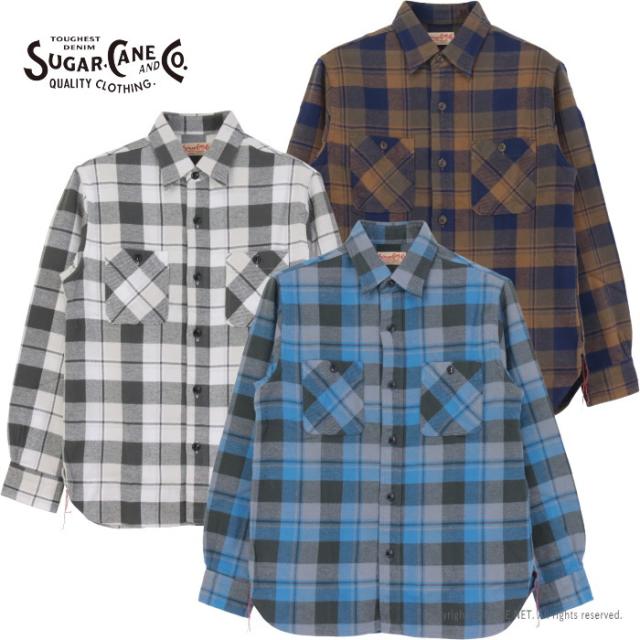 シュガーケーン SUGAR CANE ツイルチェックワークシャツ SC29558 メンズ 日本製 長袖 ネル
