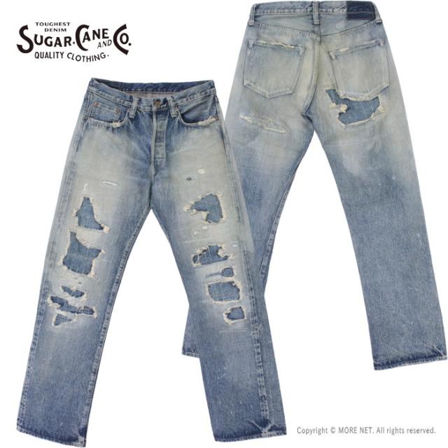 シュガーケーン SUGAR CANE 14.25oz レギュラーストレートジーンズ 1947 リメイクエイジドモデル SC41947SR  メンズ 日本製 ダメージ加工