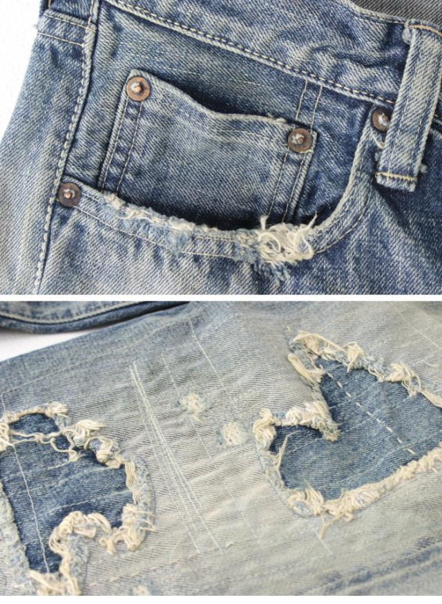 シュガーケーン SUGAR CANE 14.25oz レギュラーストレートジーンズ 1947 リメイクエイジドモデル SC41947SR  メンズ 日本製 ダメージ加工