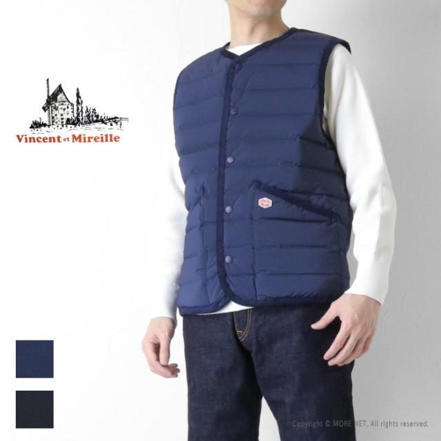 ヴァンソンエミレイユ Vincent et Mireille ステッチレスダウンベスト VM252SD26040 メンズ インナー ライト