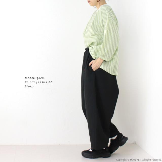 ナチュラルランドリー NATURAL LAUNDRY 先染めクラフトパネルコットンワイドプルオーバー 7261C-019 7分袖 ボーダー 日本製 レディース_4