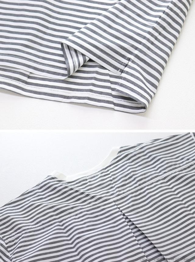 ナチュラルランドリー NATURAL LAUNDRY 先染めクラフトパネルコットンワイドプルオーバー 7261C-019 7分袖 ボーダー 日本製 レディース_7