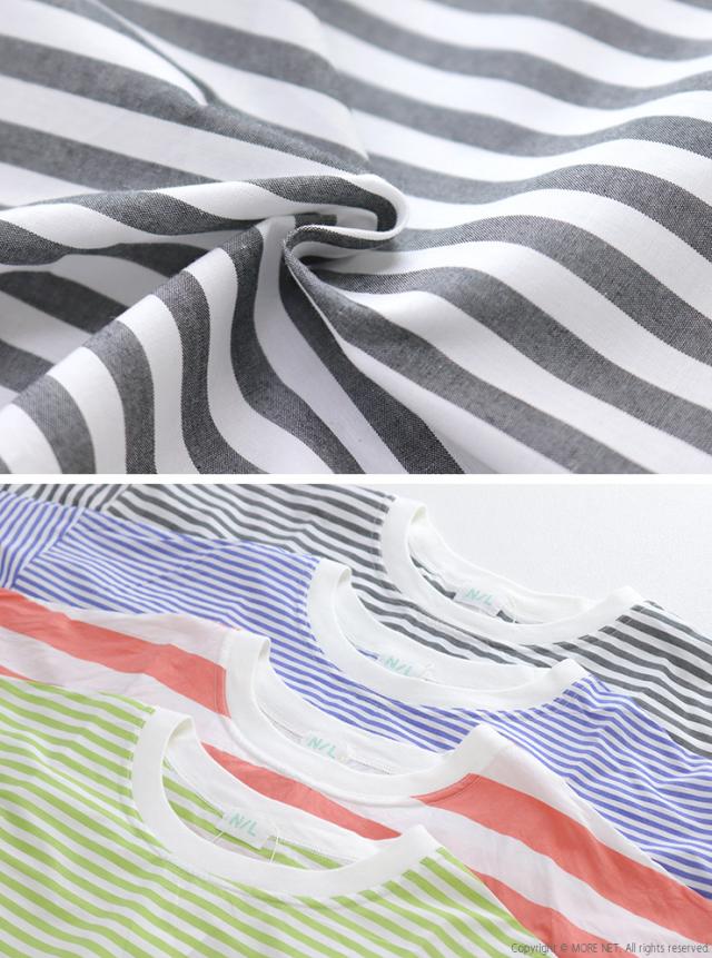 ナチュラルランドリー NATURAL LAUNDRY 先染めクラフトパネルコットンワイドプルオーバー 7261C-019 7分袖 ボーダー 日本製 レディース_8