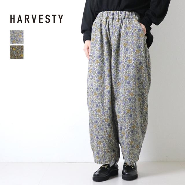 ハーベスティ HARVESTY 花柄コーデュロイイージーサーカスパンツ A12520 フラワー ワイド カーブ 日本製 レディース メンズ 男女兼用