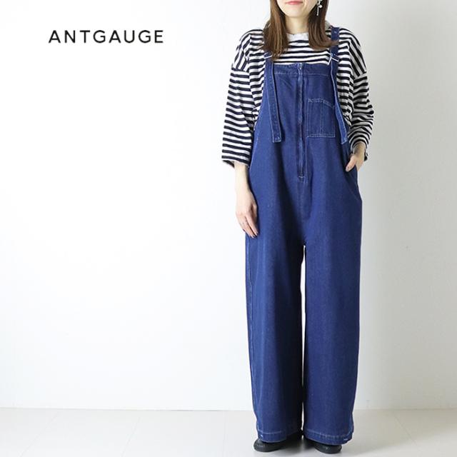 アントゲージ Antgauge 8ozシャリ感デニムバギーサロペット C2403 ボトム オーバーオール ストレート レディース