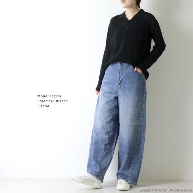 ジョンブル JOHNBULL デニムサイドシームパンツ JL261P09 ジーンズ ワイド 日本製 レディース_3