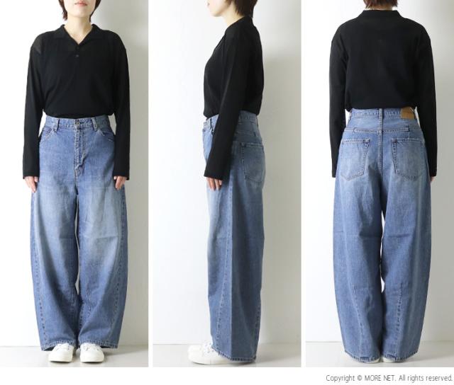 ジョンブル JOHNBULL デニムサイドシームパンツ JL261P09 ジーンズ ワイド 日本製 レディース_4