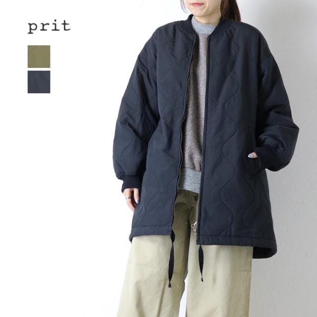 プリット prit ナイロンタッサーオニオンキルトZIPブルゾン P60603 ミドル丈 中綿 裏地 日本製 レディース