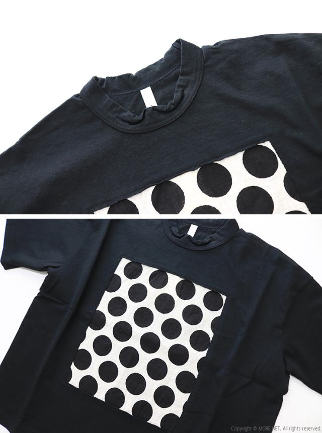 プリット prit 空紡天竺×ムラ糸プリント 5分袖フレームTシャツ P91638 コットン 水玉 ワイド 日本製 レディース_5