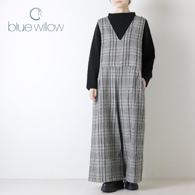 ブルーウィロー blue willow コットンリネンへリンボンチェックサロペット 01EWP14534 パンツ ワイド ストレート ロング レディース 裾直し対象外