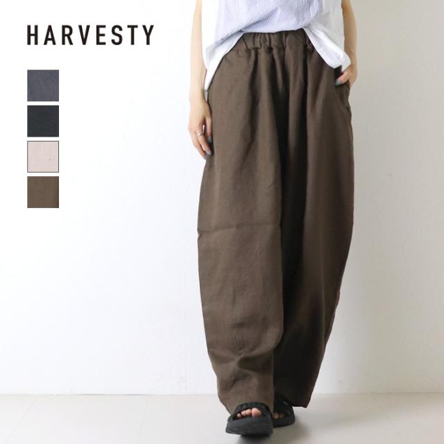 ハーベスティ HARVESTY リネンキャンバスイージーサーカスパンツ A12608 日本製 麻 ワイド バルーン 無地 レディース メンズ 裾直し対象外