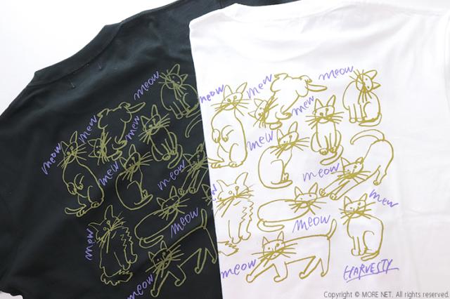 ハーベスティ HARVESTY プリントボックスTシャツ [CAT-3] A52612 半袖 猫 イラスト コラボ バックプリント ロゴ レディース メンズ ユニセックス_9