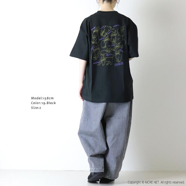 ハーベスティ HARVESTY プリントボックスTシャツ [CAT-3] A52612 半袖 猫 イラスト コラボ バックプリント ロゴ レディース メンズ ユニセックス_3