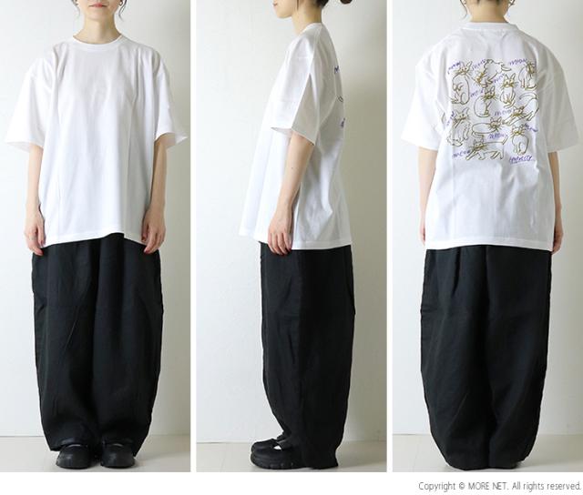ハーベスティ HARVESTY プリントボックスTシャツ [CAT-3] A52612 半袖 猫 イラスト コラボ バックプリント ロゴ レディース メンズ ユニセックス_4