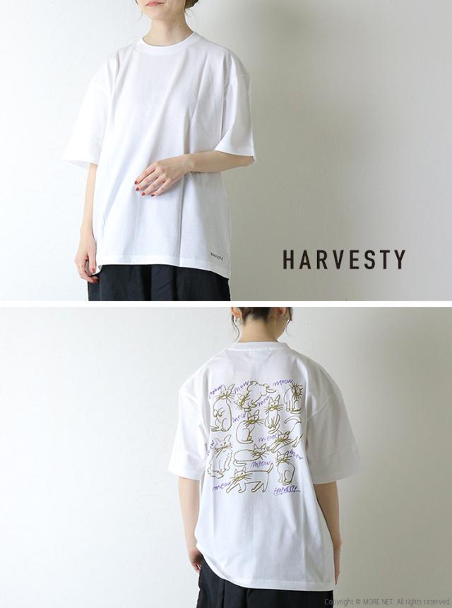 ハーベスティ HARVESTY プリントボックスTシャツ [CAT-3] A52612 半袖 猫 イラスト コラボ バックプリント ロゴ レディース メンズ ユニセックス_5