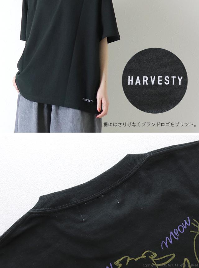 ハーベスティ HARVESTY プリントボックスTシャツ [CAT-3] A52612 半袖 猫 イラスト コラボ バックプリント ロゴ レディース メンズ ユニセックス_7