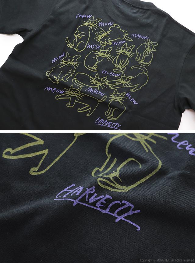 ハーベスティ HARVESTY プリントボックスTシャツ [CAT-3] A52612 半袖 猫 イラスト コラボ バックプリント ロゴ レディース メンズ ユニセックス_8