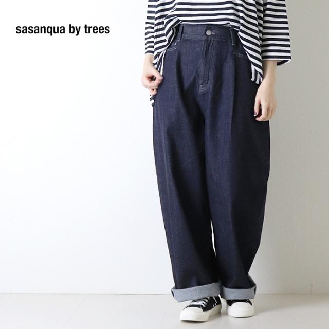 サザンカバイツリーズ sasanqua by trees オーガニックコットンデニムクルーパンツ AN-327 日本製 ワイド ストレート ジーンズ イージー レディース