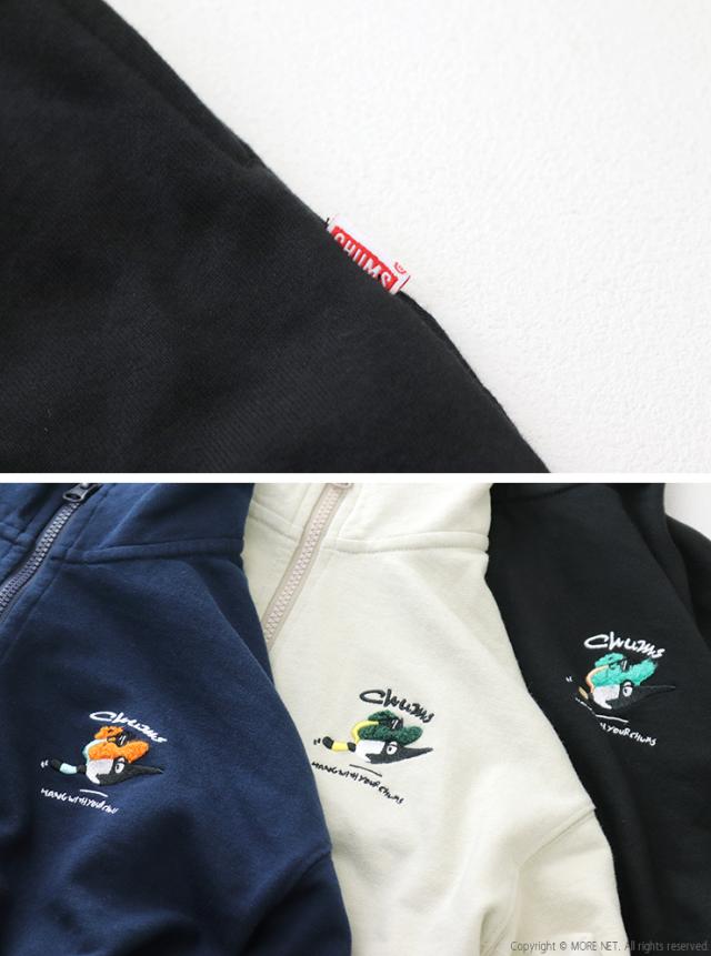 チャムス CHUMS ループパイルハーフジップワンピース CH18-1374 スウェット 長袖 ロング ブービーバード 刺繍 レディース