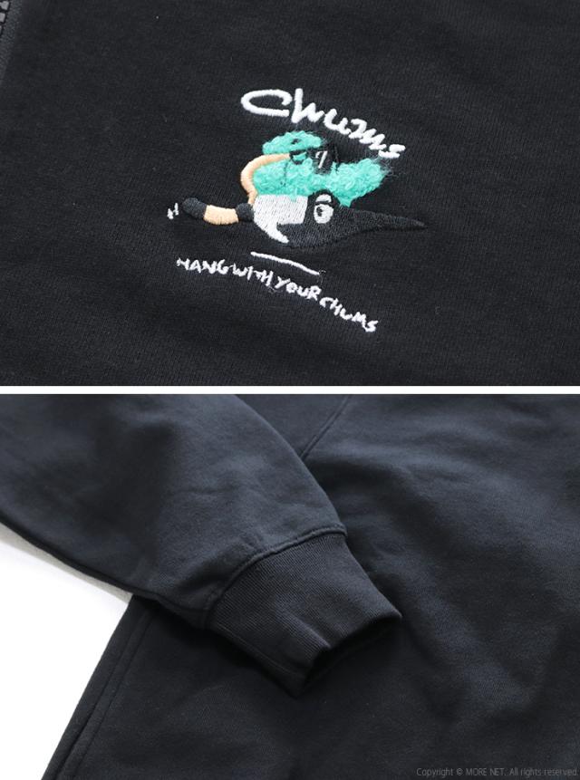 チャムス CHUMS ループパイルハーフジップワンピース CH18-1374 スウェット 長袖 ロング ブービーバード 刺繍 レディース