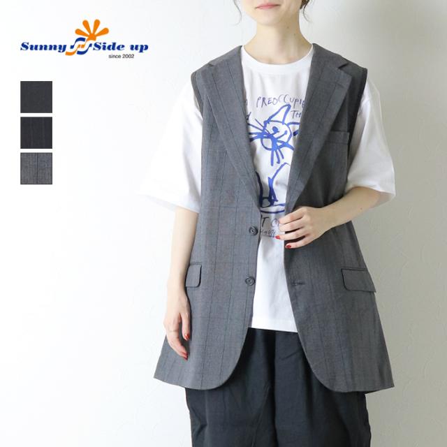 サニーサイドアップ SUNNY SIDE UP REテーラードベスト SR-243-007 古着 リメイク ロング丈 日本製 レディース メンズ