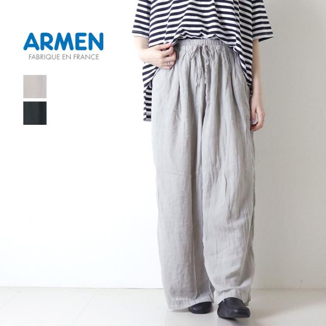 アーメン ARMEN シングルガーゼオーバーダイギャザーイージーパンツ INAM2644GD コットン ロング丈 ワイド レディース