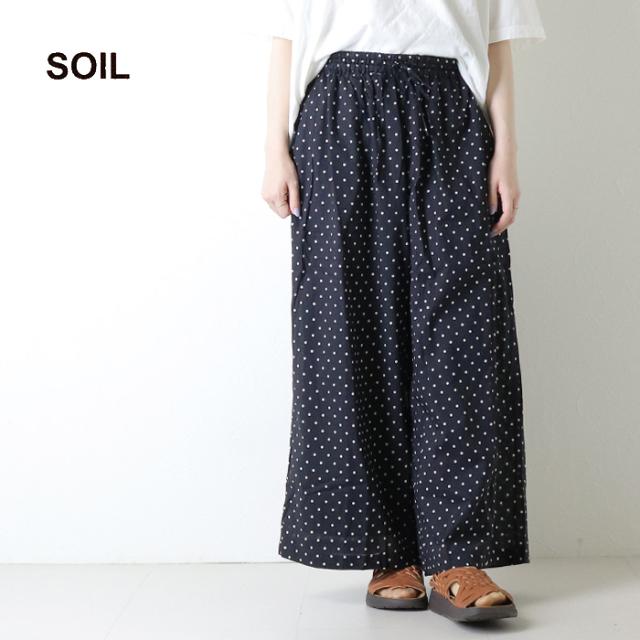 ソイル SOIL コットンボイルドットプリントワイドイージーパンツ NSL26055 コットン 裏地付き 水玉 レディース