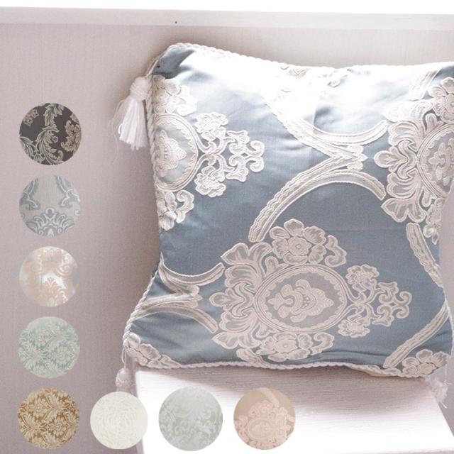 クッションカバー 花柄 45 45cm おしゃれ かわいい 高級感 姫系 ブルー ピンク タッセル アクアフラワーの通販はau Pay マーケット Zakka Select