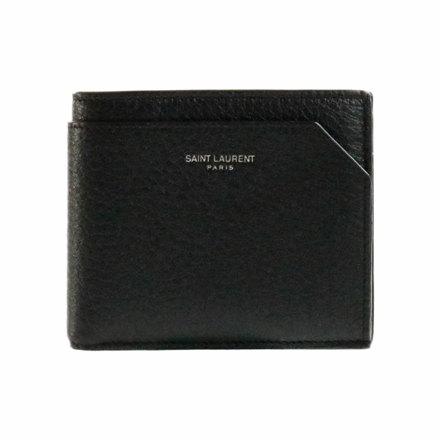 中古 サンローラン 2つ折り財布 メンズ ブラック SAINT LAURENT