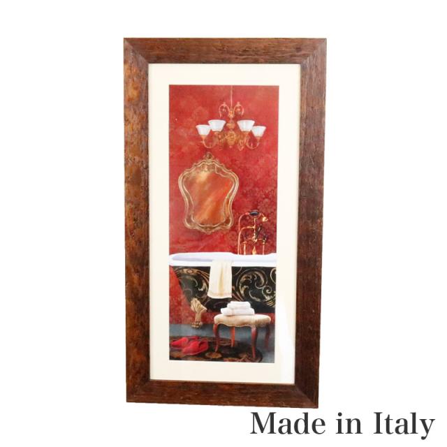 アートパネル バスタブ スツール 鏡 イタリア製 91664 インテリア デザイン 壁面 装飾 アートボード 額絵 絵 天然木 クラシカル 北欧 アンティーク調 フレームの通販は 14,025円