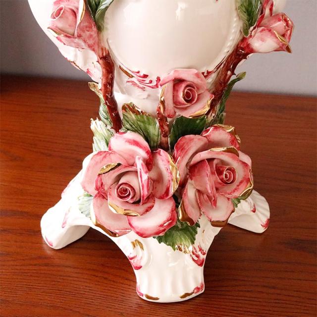 アンテークピンク花瓶、置物 アンテークピンク花瓶、置物