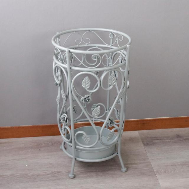 傘立て アイアン アンブレラスタンド 傘スタンド グレー アンティーク調 花 葉っぱ フラワーの通販は