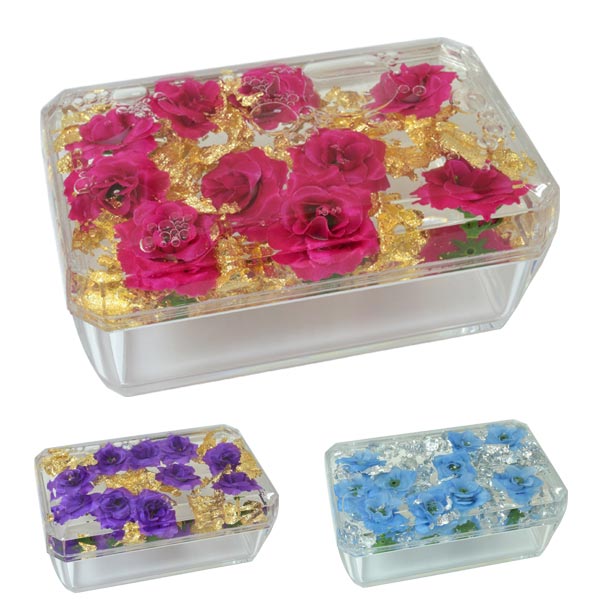 小物入れ ふた付き アクリル 水中花 薔薇柄 花柄 350ml レッド パープル ブルー 全3色の通販はau Pay マーケット Zakka Select