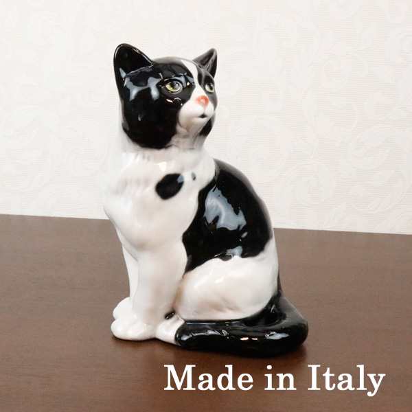 猫 置物 陶器 W30×D16×H18cm イタリア製 41168の通販はau PAY