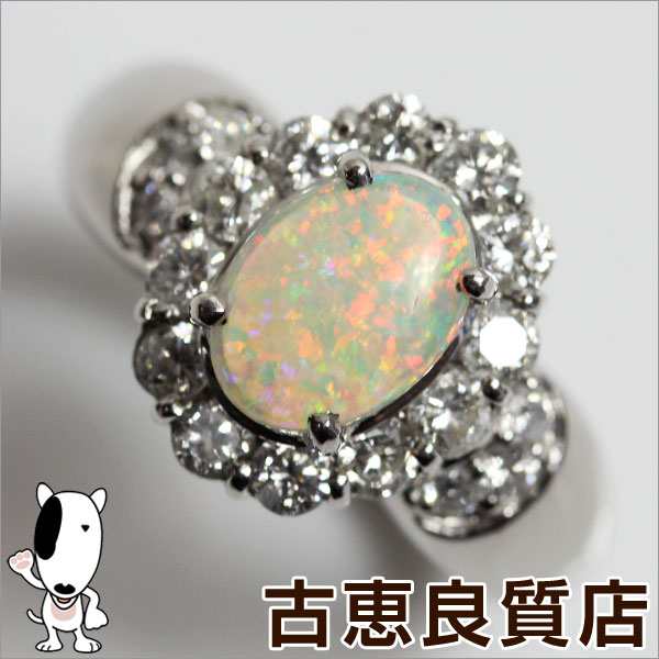 【MR973】★【中古】Pt プラチナ オパール.0.58ct リング D.0.63ct 指輪 7g サイズ12号【質屋出品】/値下げ|au PAY マーケット