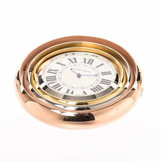カルティエ トラベルクロック トリニティー 置き時計 W0100057 ホワイト レディース 中古A品