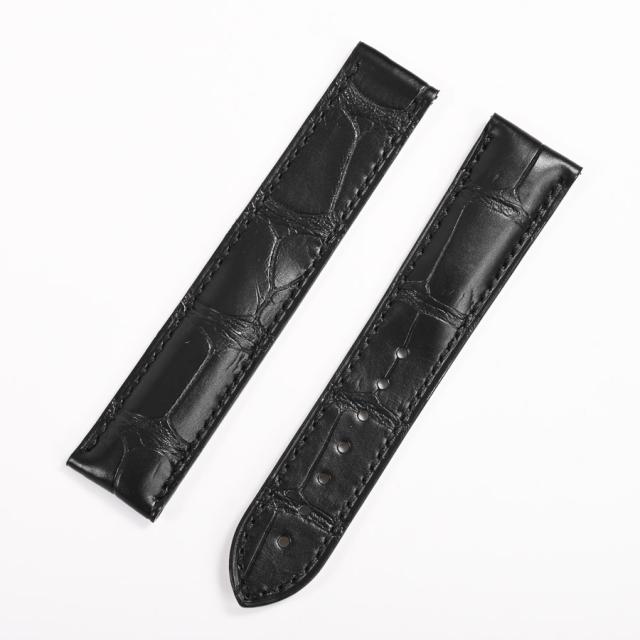 オメガ ブラックアリゲーター レザーストラップ 20-18mm 時計用パーツ
