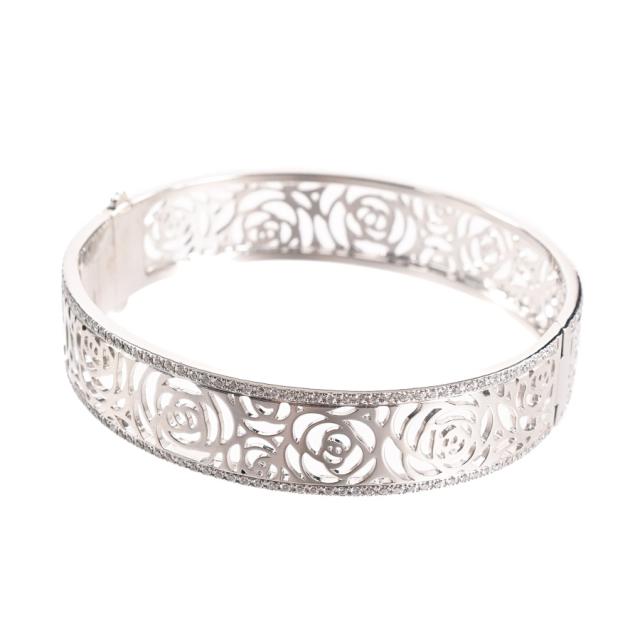 シャネル カメリア ブレスレット K18ホワイトゴールド メーカーサイズ:M / 内周約17cm / 幅約13mm J3760 レディース 中古A品の通販は 479,600円