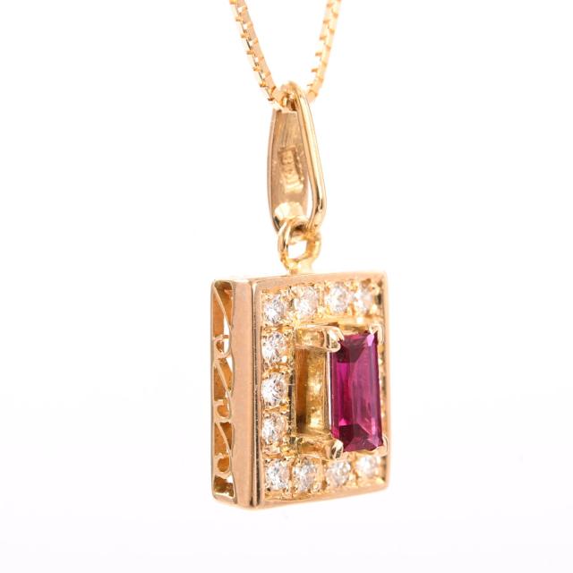 ルビー ネックレス K18YG ルビー0.39ct/ダイヤ レディース 中古A ルビー ネックレス K18YG ルビー0.39ct/ダイヤ レディース 中古A