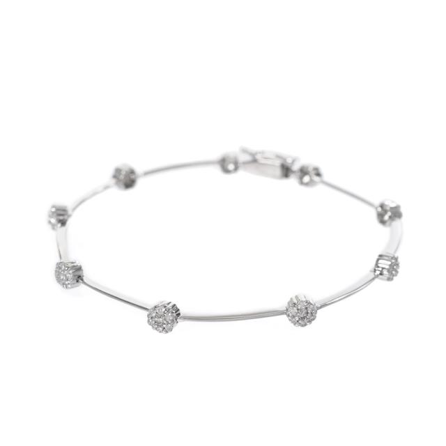 ダイヤ ブレスレット K18ホワイトゴールド ダイヤ0.37ct チェーン長さ  