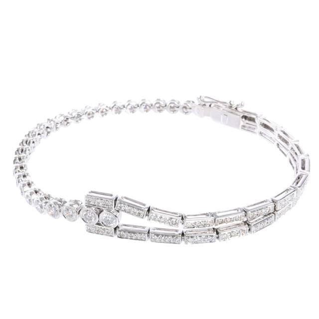 ダイヤ ブレスレット K18ホワイトゴールド ダイヤ2.58ct チェーン長さ(留め具含):約19.5cm/最大幅:約9.5mm  レディース 中古A品の通販は