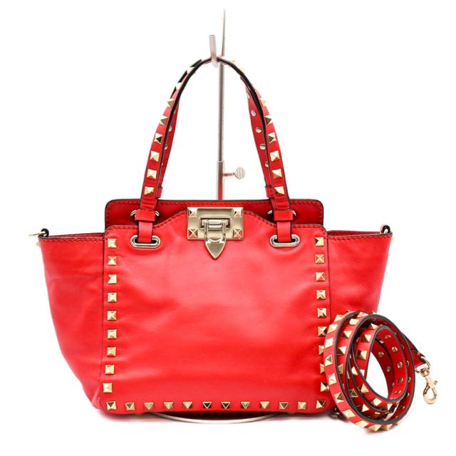 ヴァレンチノ 2WAYハンドバッグ ハンドバッグ カーフ  レッド レディース  中古B品の通販は 46,000円