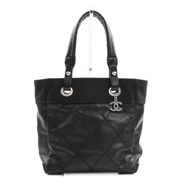 シャネル パリビアリッツトートPM トートバッグ コーティングキャンバス A34208 ブラック レディース  中古A品の通販は