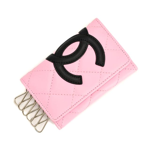 美品 シャネル ラムスキン カンボンライン キーケース