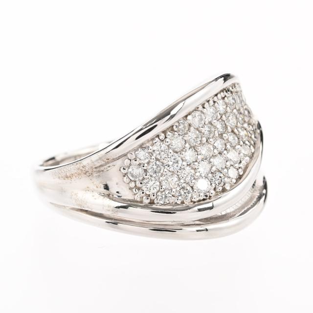 K18ホワイトゴールド0.7ct ダイヤリング 指輪 キャッスルリング 9号