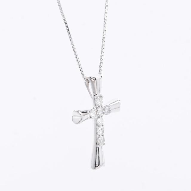 K18 18金 WG ホワイトゴールド ネックレス ダイヤ 0.05 約50cm