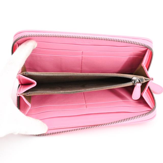 ボッテガヴェネタ 長財布 イントレチャート ラウンドファスナー ピンク